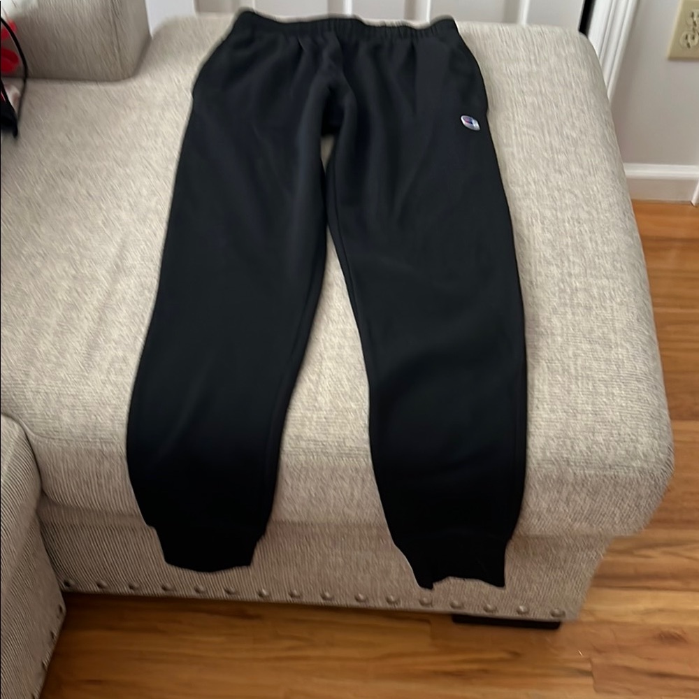 Champion Black Sweatpants Relaxed Fit Cotton Blend